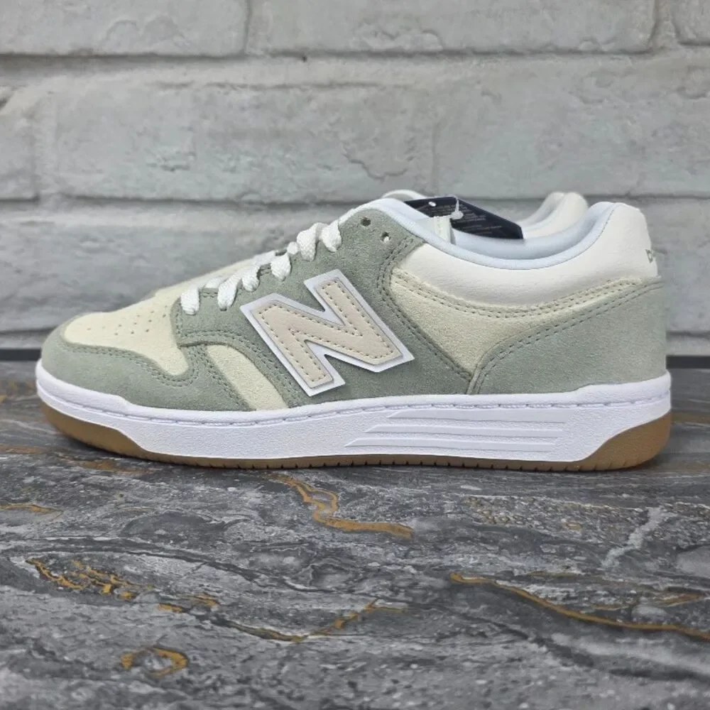 New Balance 480 Green Grey White Gum Sole Low Top Sneakers Men 7, W 8.5